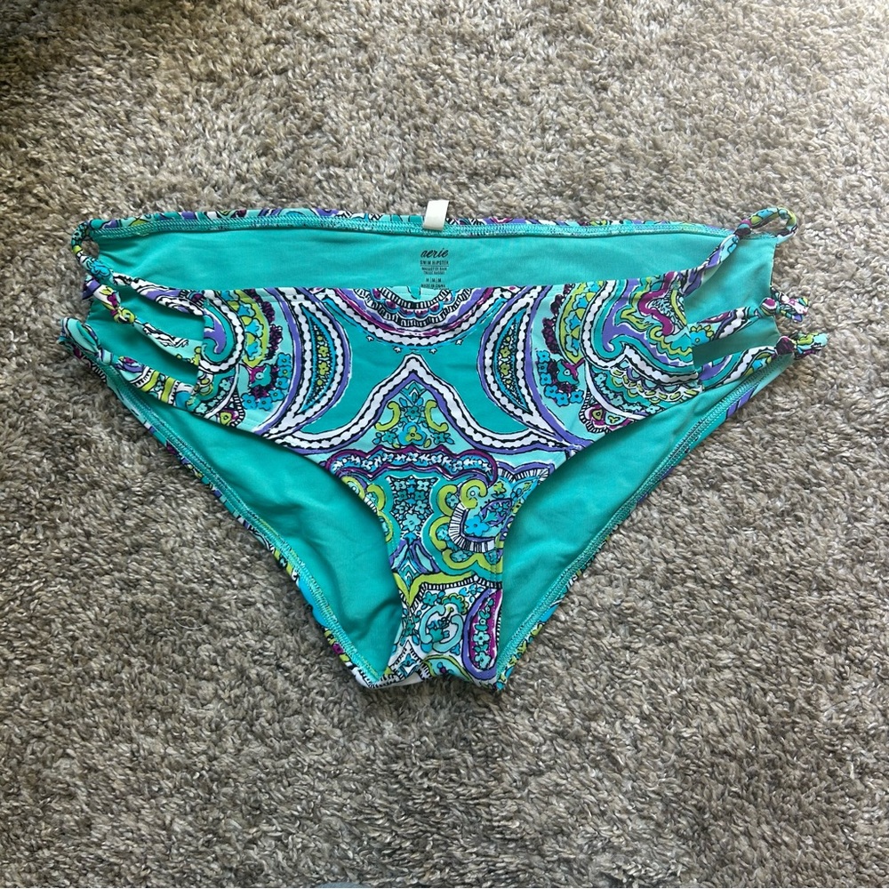 Turquoise Paisley Print Women’s Swim Bottoms